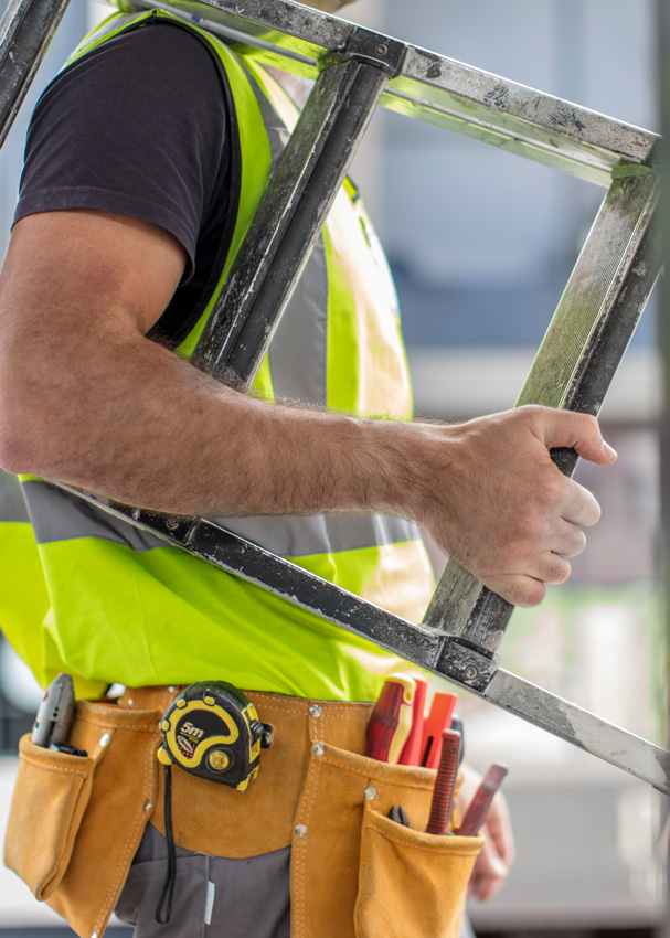 security-glass-block-install-crew-607x850 security glass blocks install crew carrying ladder